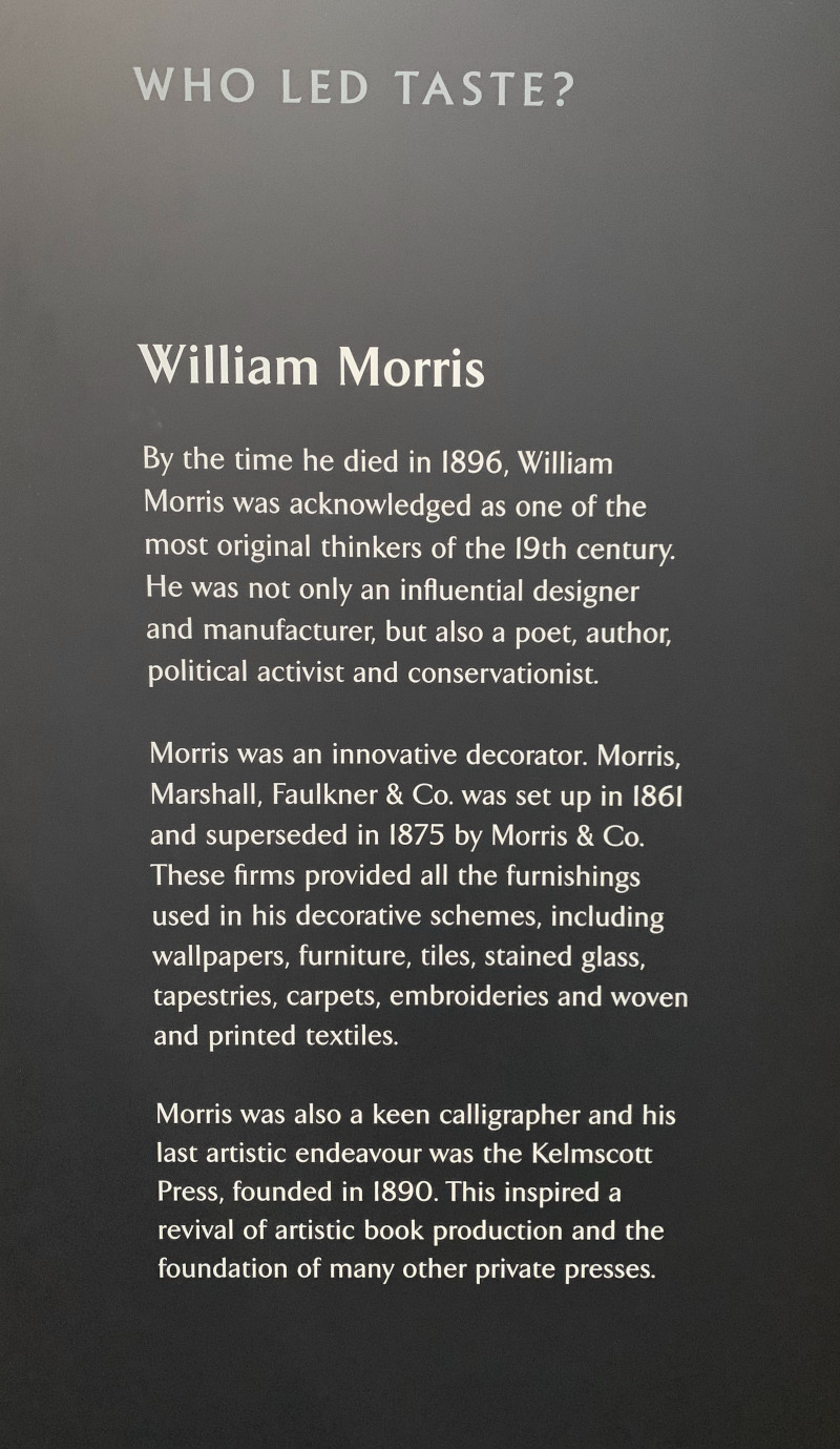 Introduction Signage to the William Morris Collection in the Victoria and Albert Museum, London